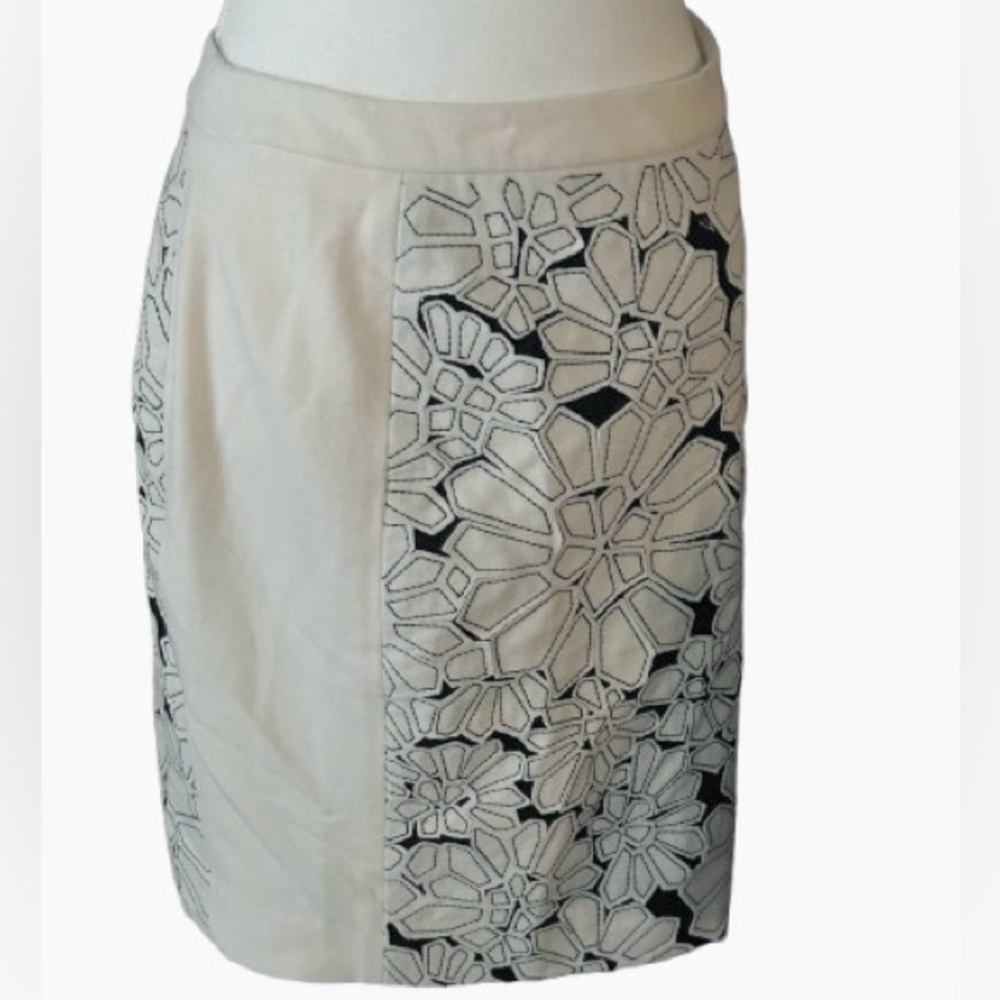 SNOWFLAKE Wool Skirt Per Se XS Winter Christmas Designer Black Cream Vintage